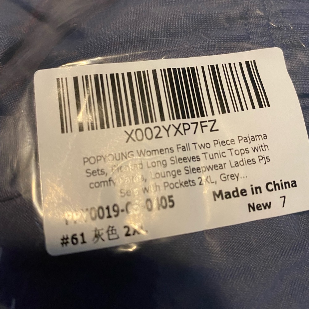 NWT POPYOUNG Womens Fall Two piece pajama set. Gray. 2XL - Picture 4 of 5